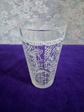 Vintage MCM Federal Glass Cocktail Recipe Mixing Tumbler Whiskey Sour Manhattan